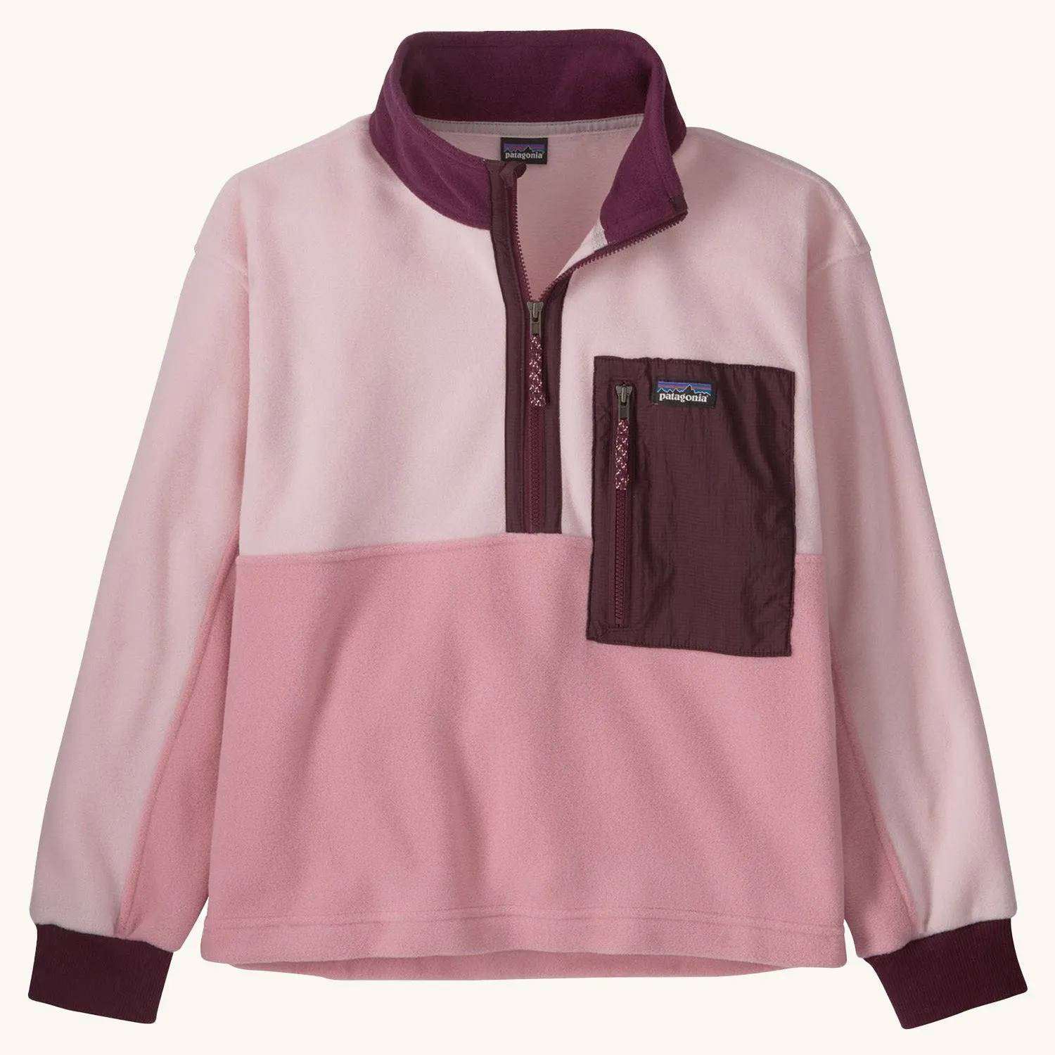 Patagonia Kids Microdini 1/2 Zip Fleece Top - Planet Pink