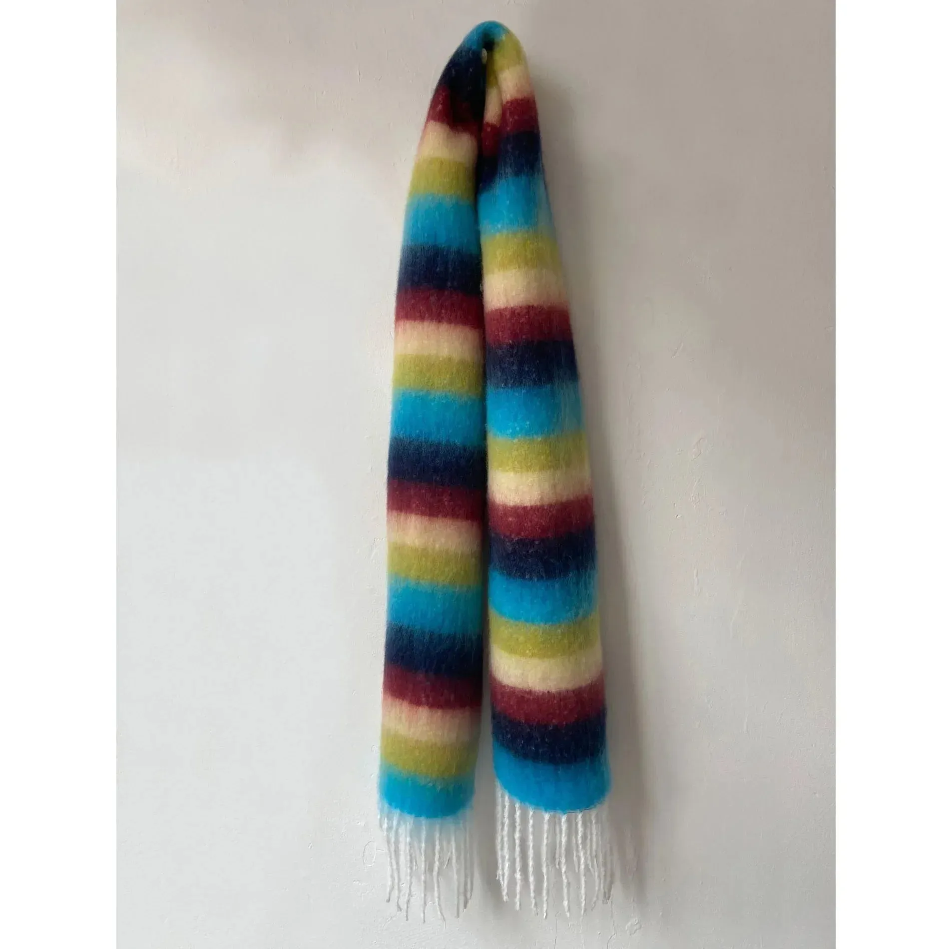 Rainbow Striped Thick Muffler Scarf for Autumn/Winter Warmth