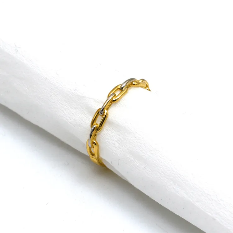 Real Gold 2 Color Cable Twisted Unisex Ring 1090 (SIZE 10) R2269