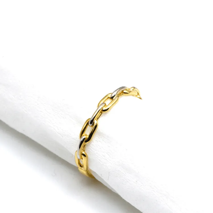 Real Gold 2 Color Cable Twisted Unisex Ring 1090 (SIZE 10) R2269