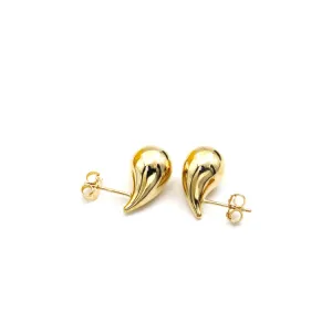 Real Gold 3D Large Plain Teardrop Stud Earrings Set - Model 9175 E1905