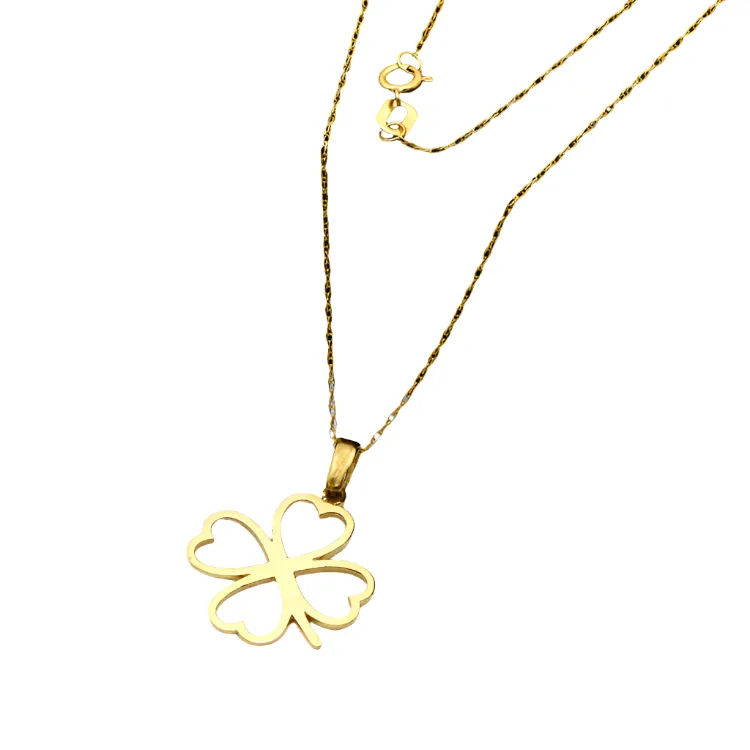 Real Gold 4 Heart Flower Necklace 0177 CWP 1752