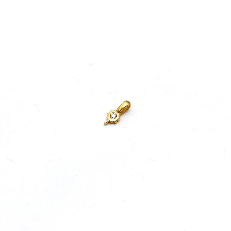 Real Gold Pendant with Small Flower and Stone Design - Model 0063 P 1949