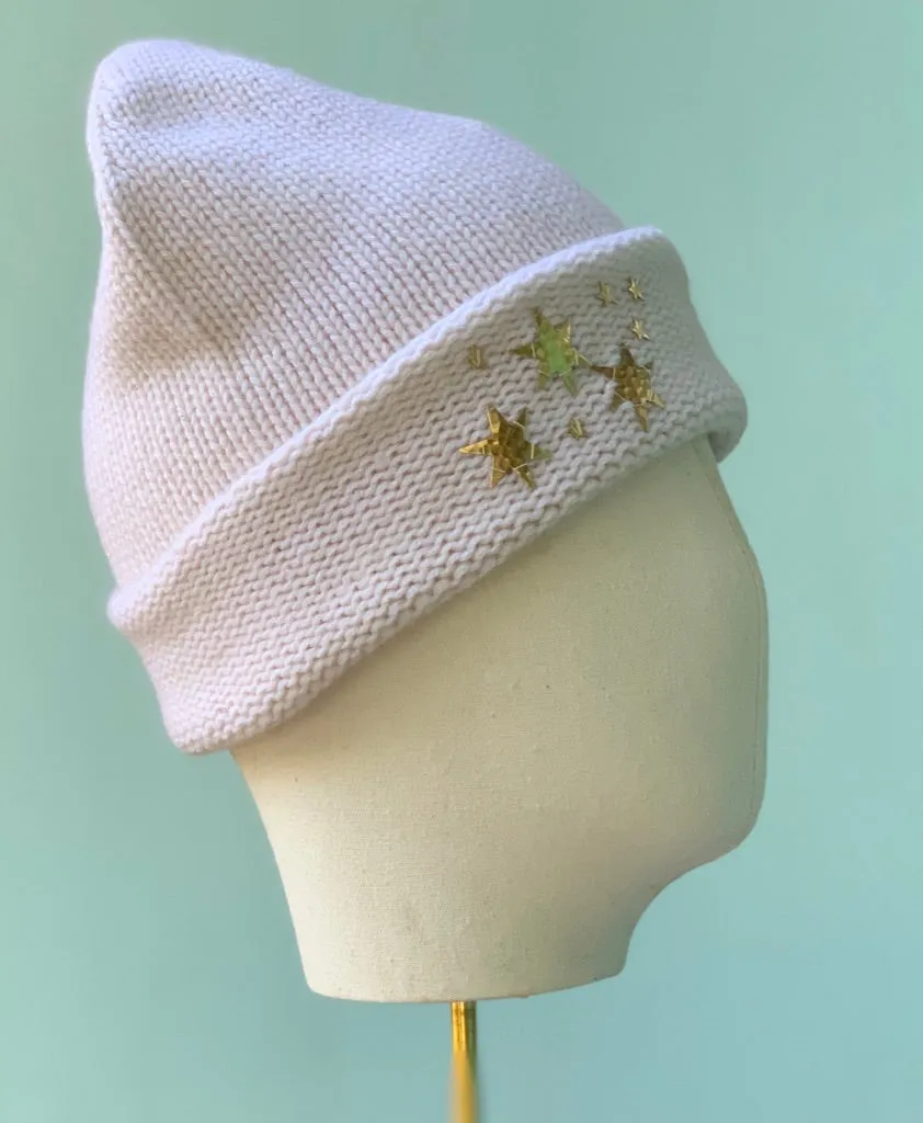 Seeing Stars Isabella Cashmere Beanie in Cream