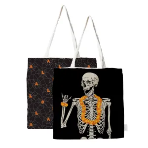 Skeleton Shaka with Lei and Aloha Webbed Tote