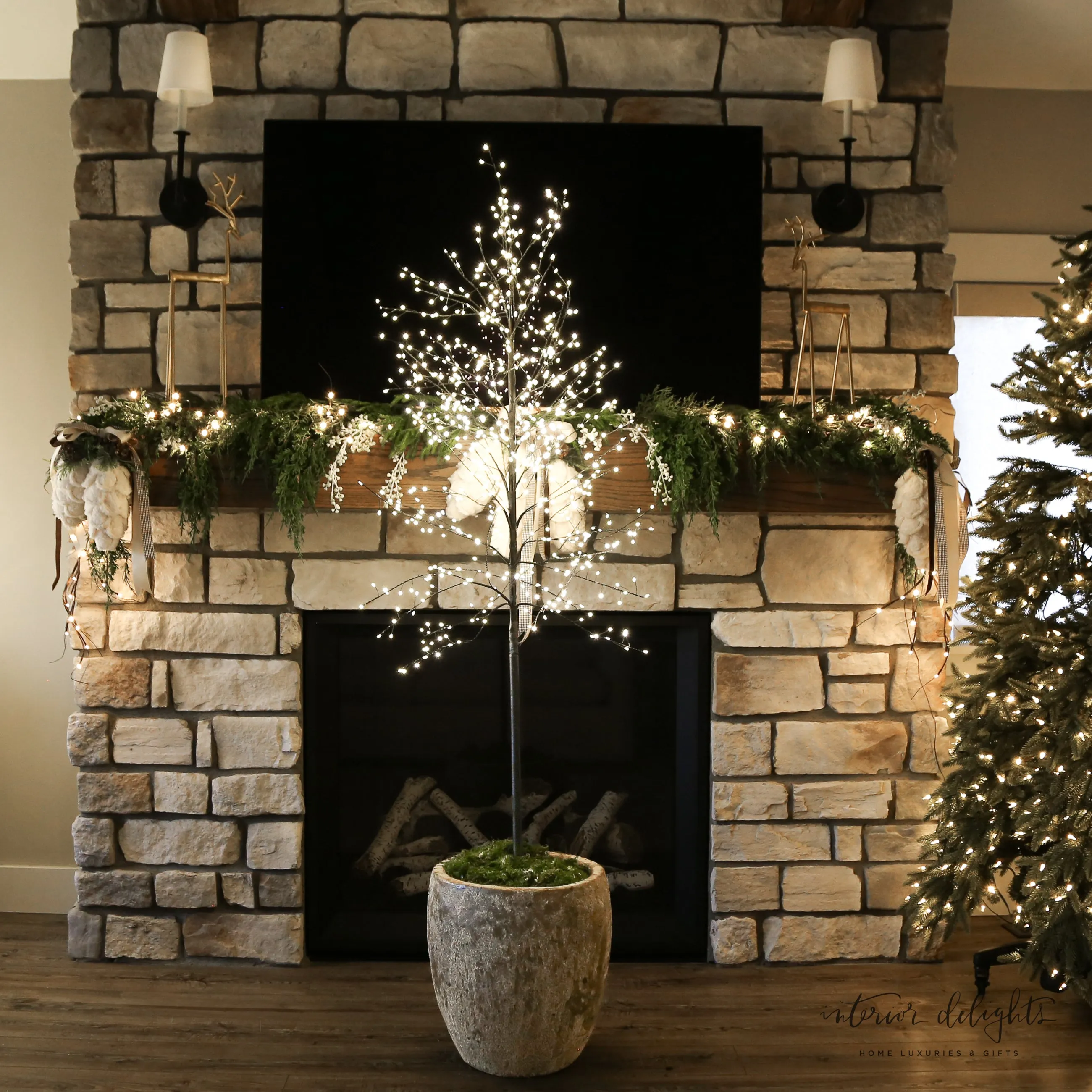 Slim Trunk Sparkle Tree-Choose from Two Styles-BASKETS AND PLANTERS NOT INCLUDED