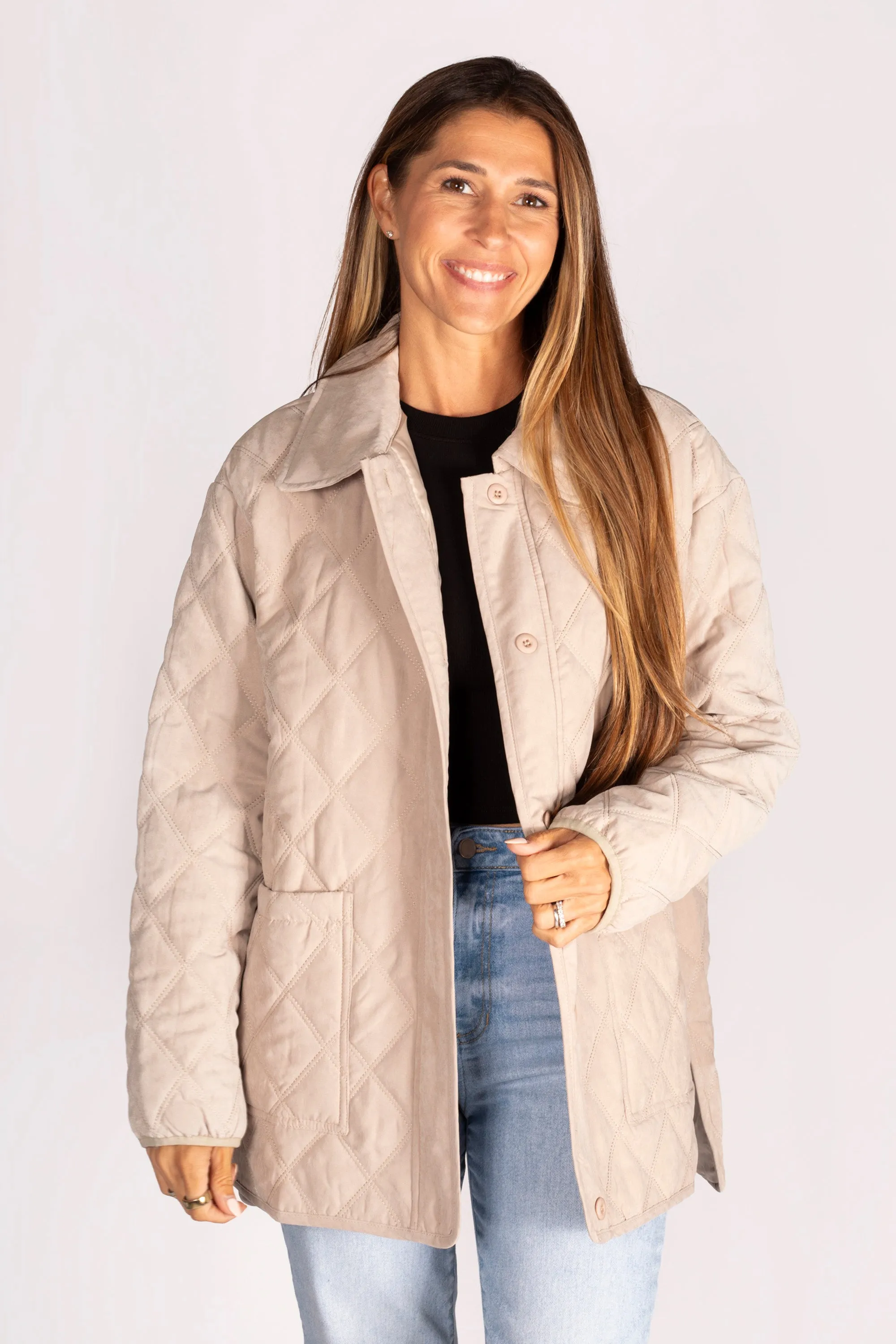 Stone Button Down Quilted Jacket - FINAL SALE