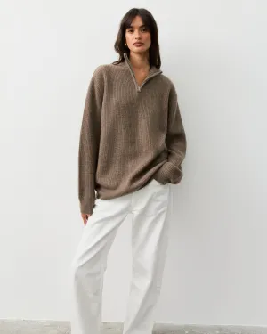 THE FISHERMAN ZIP SWEATER - BRACKEN