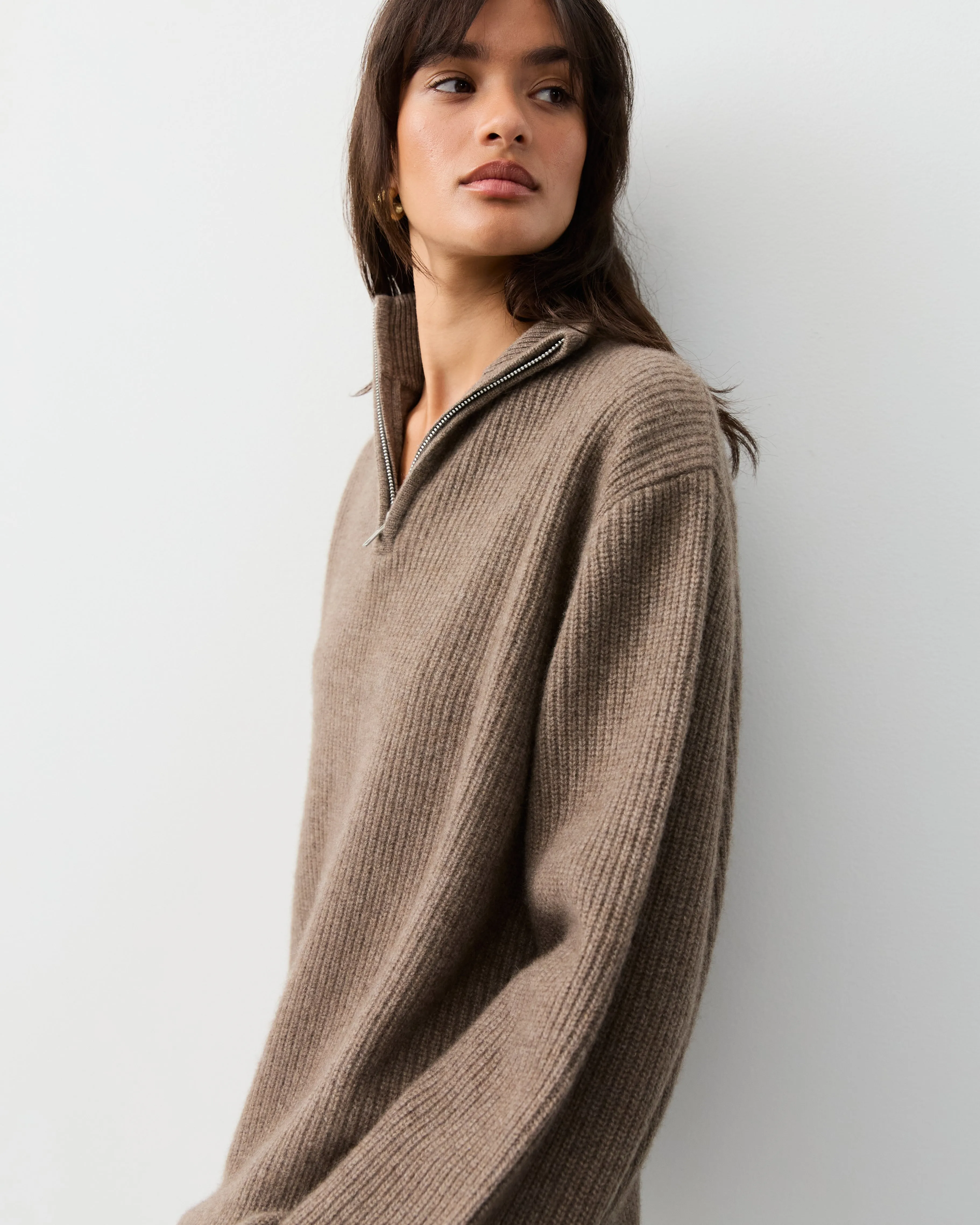 THE FISHERMAN ZIP SWEATER - BRACKEN