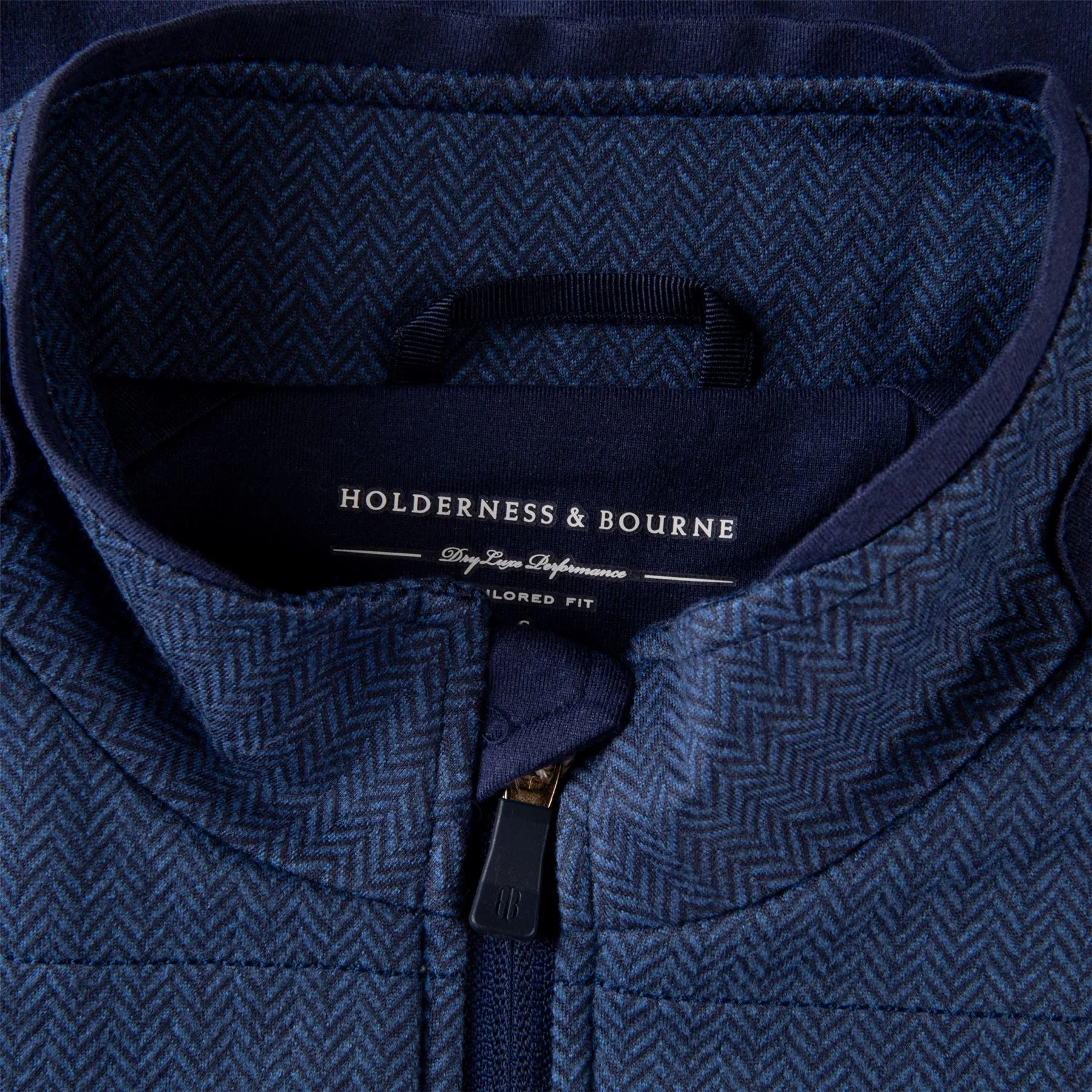 The Perry Performance Fleece Vest Navy Herringbone - AW23