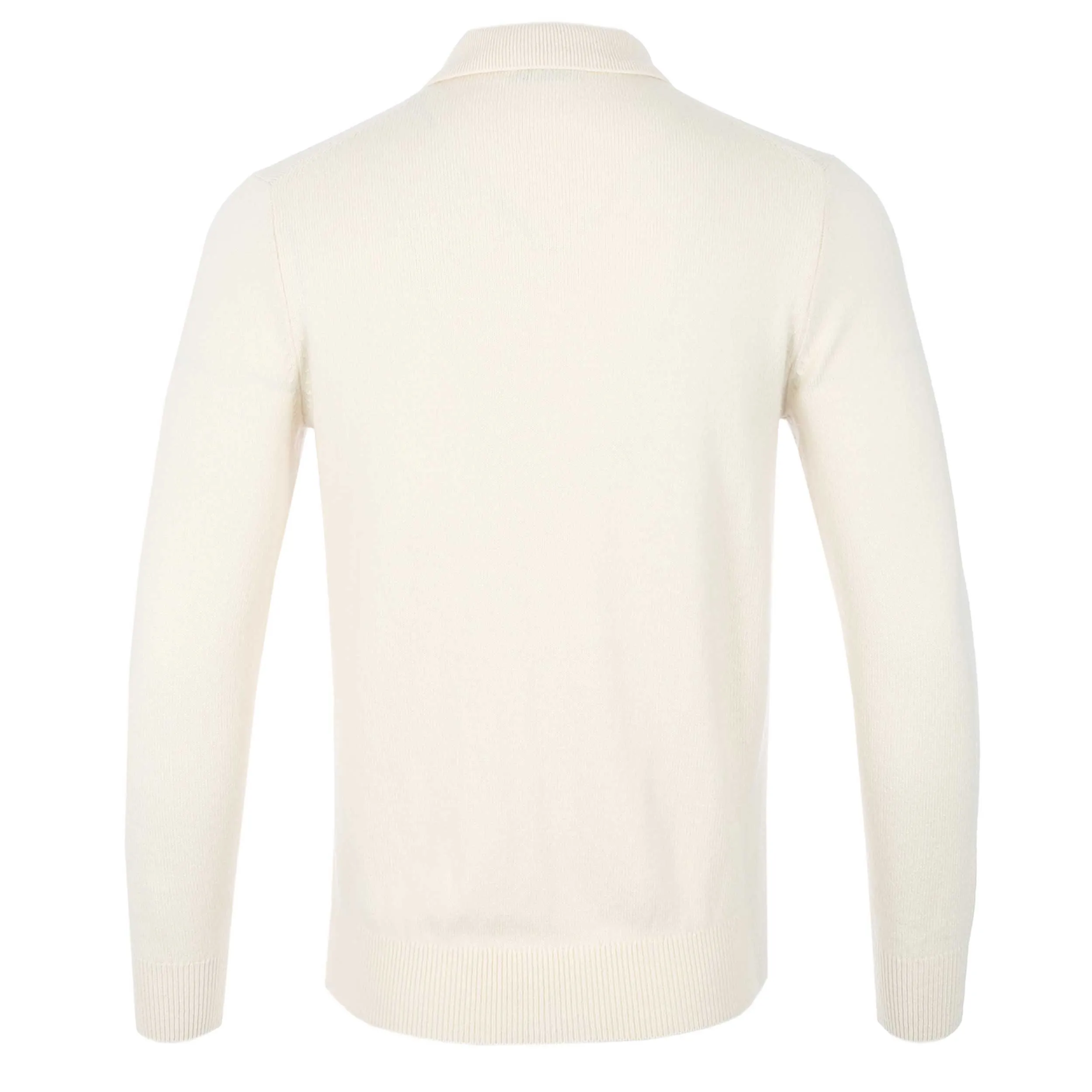 Thomas Maine 2 Button Lambs Wool Knit Polo in Cream