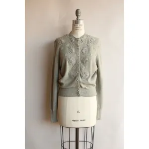 Vintage 1950s Barbara Lee Cashmere Gray Knit Cardigan