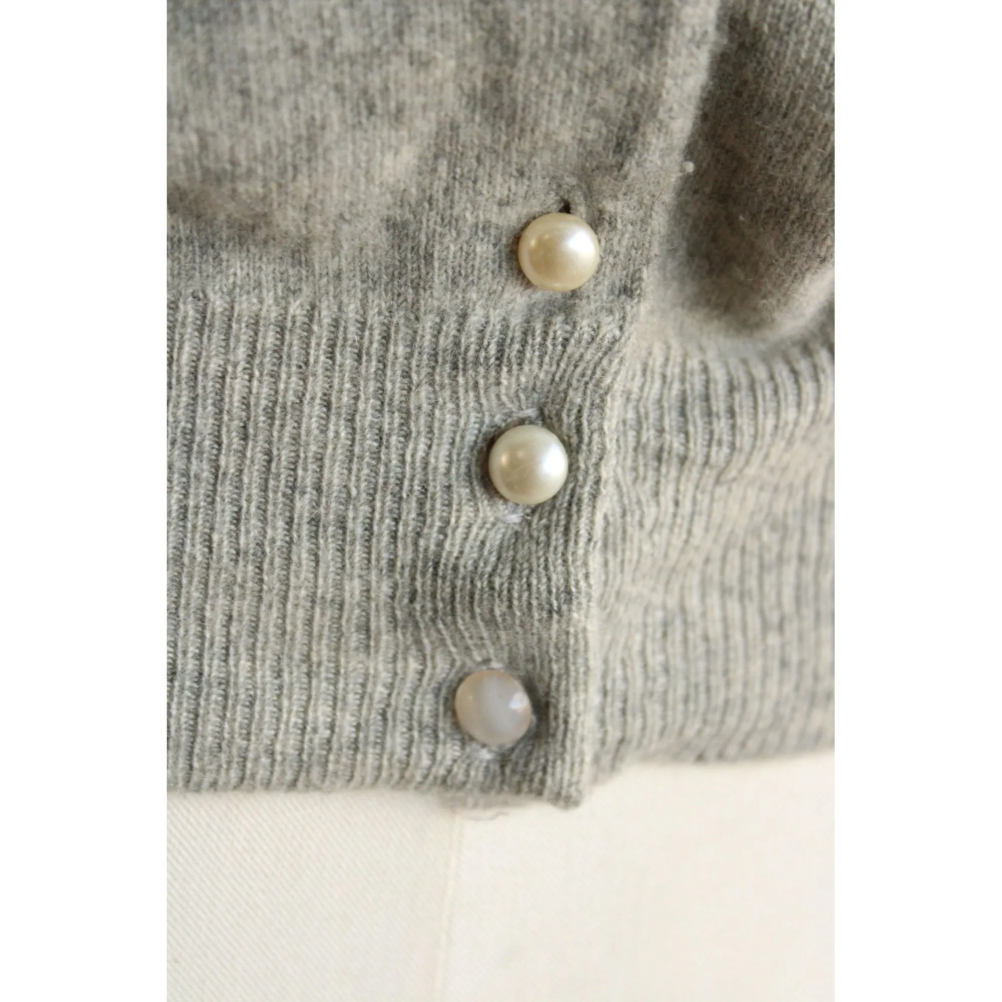 Vintage 1950s Barbara Lee Cashmere Gray Knit Cardigan