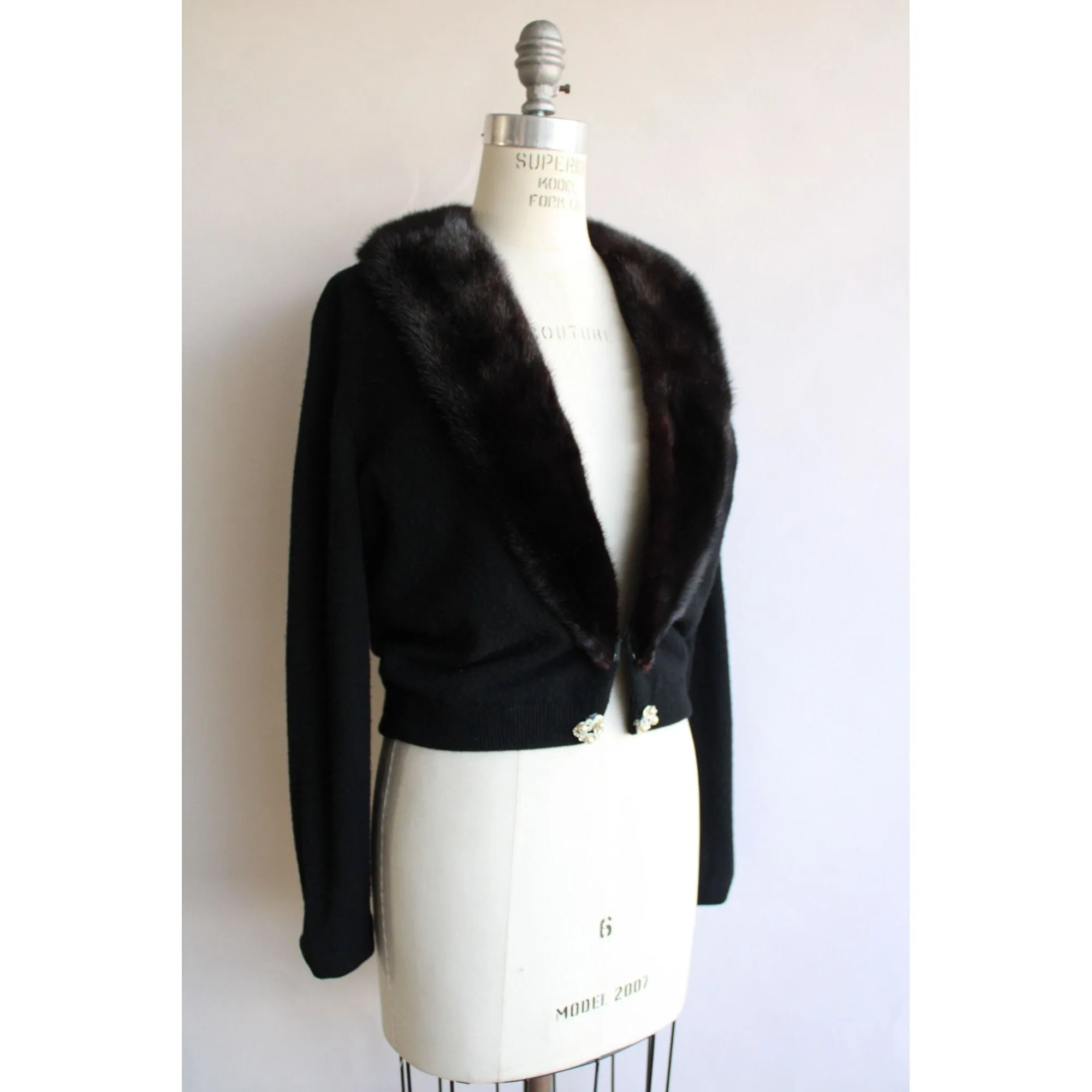 Vintage 1950s Bernhard Altmann Black Cashmere Cardigan