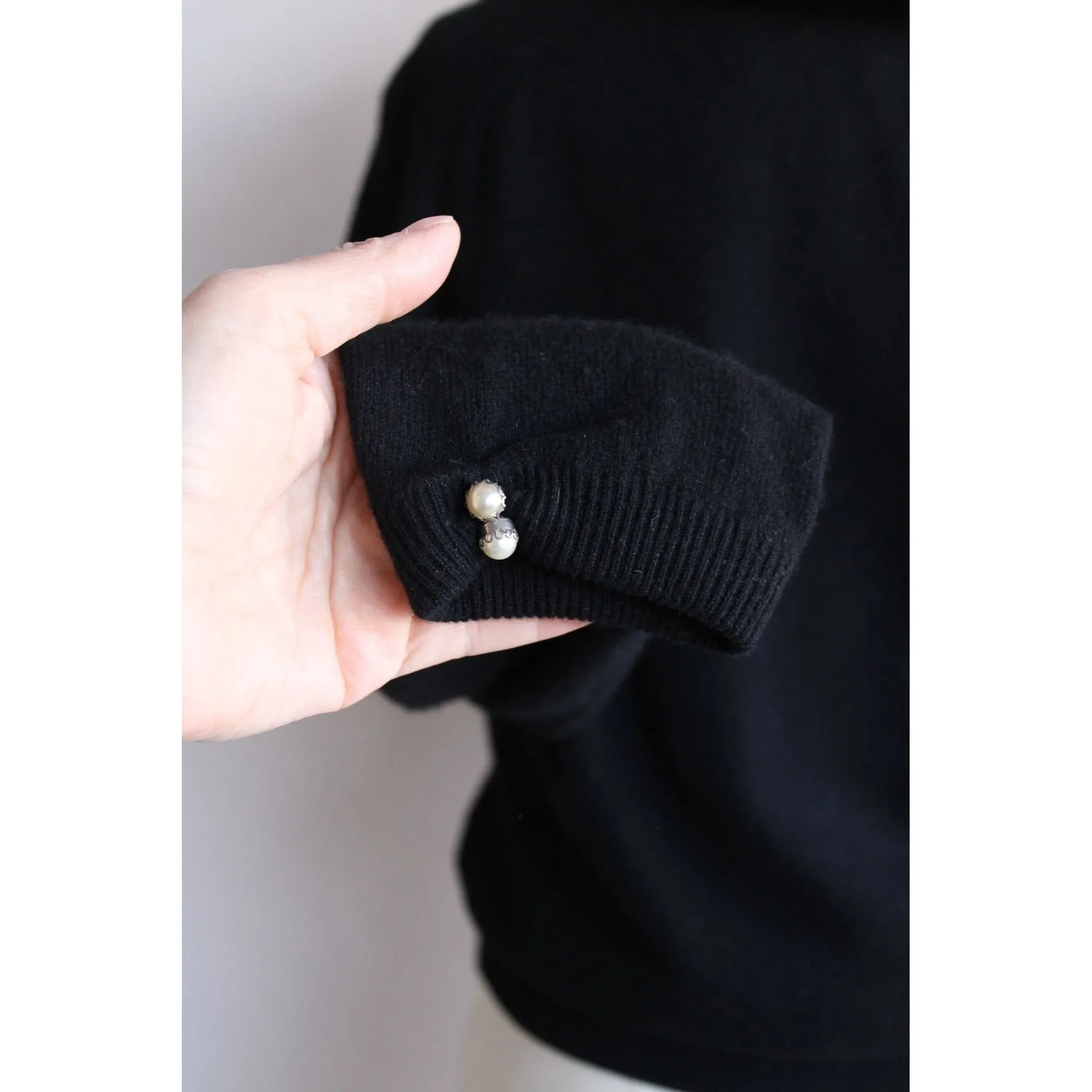 Vintage 1950s Bernhard Altmann Black Cashmere Cardigan