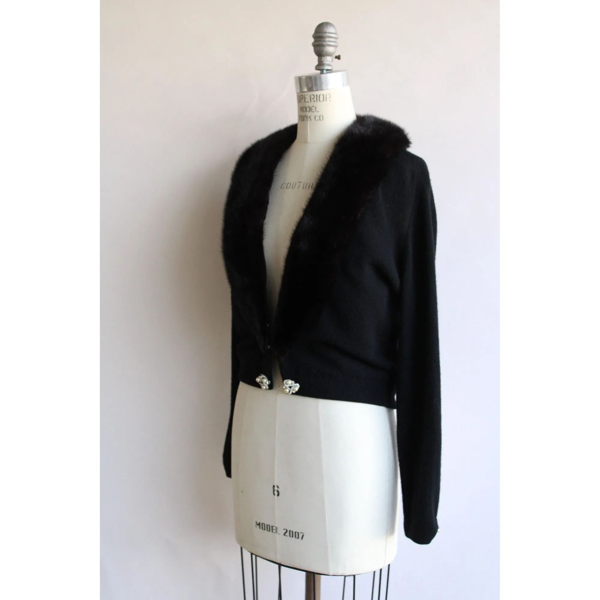 Vintage 1950s Bernhard Altmann Black Cashmere Cardigan