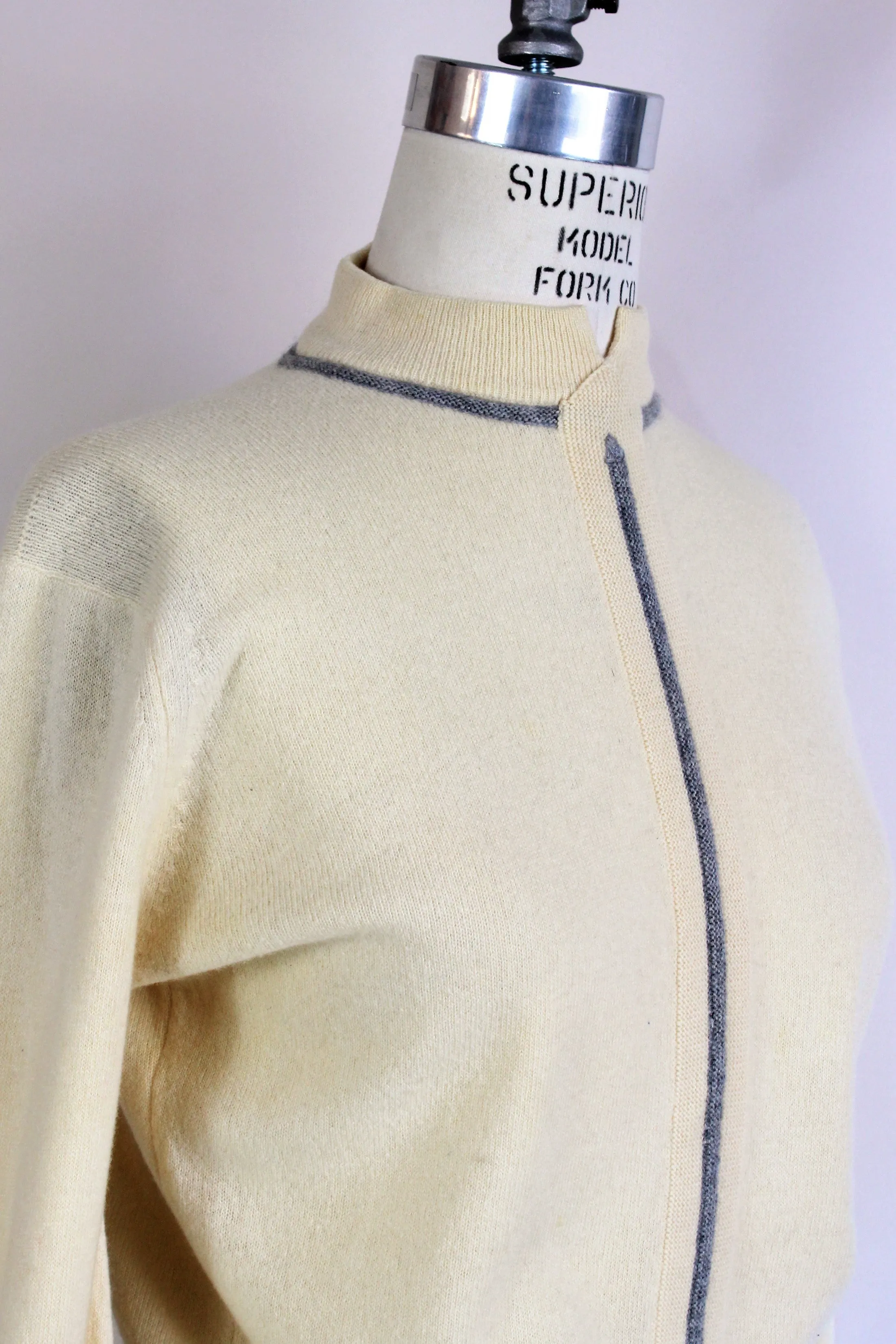 Vintage 1950s Ivory and Gray Cashmere Sweater by Dalton