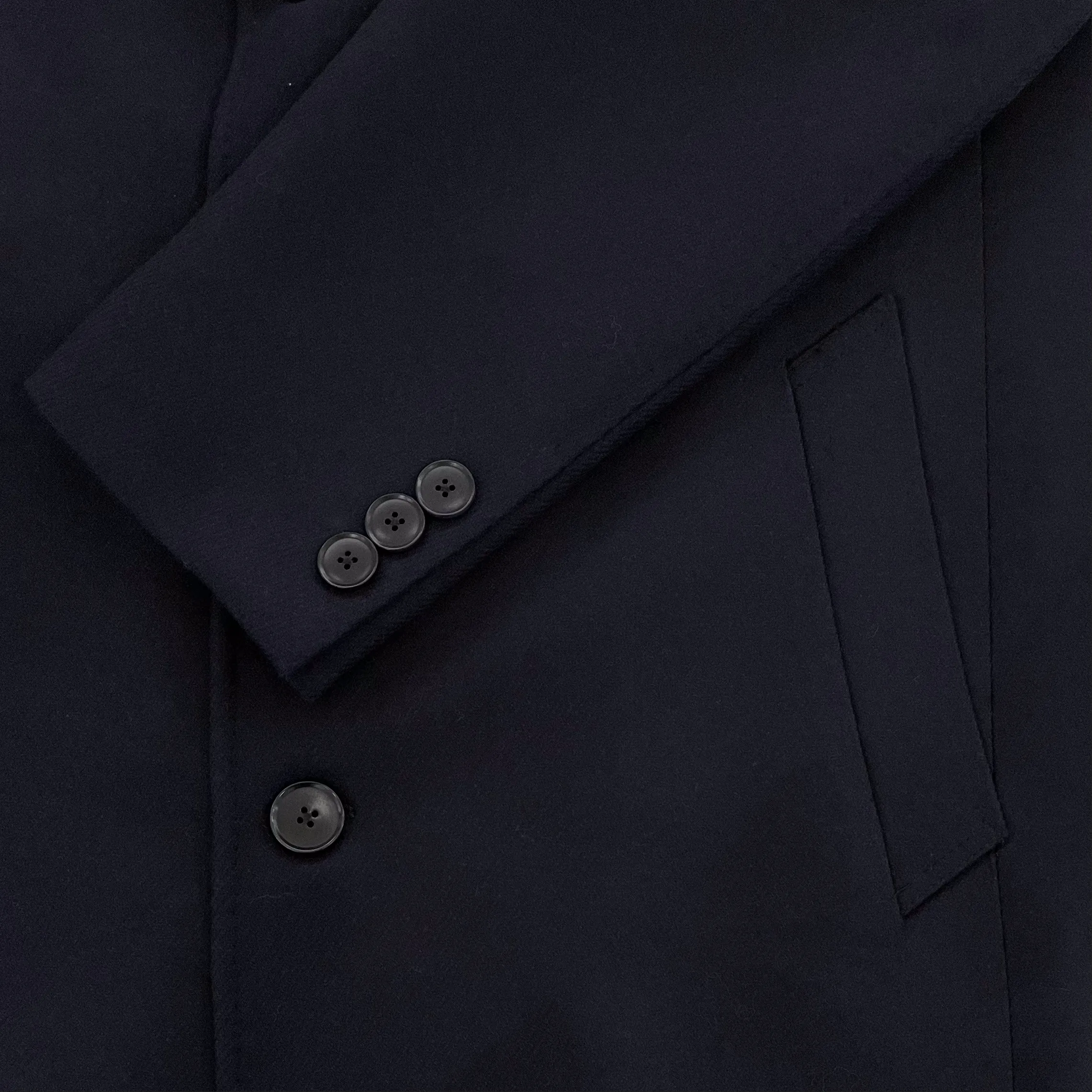 Wool Cashmere Navy Twill Overcoat